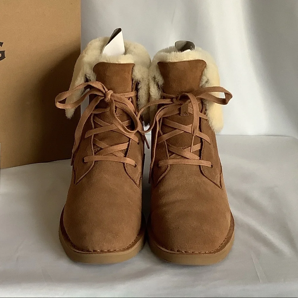 UGG Weylyn Suede Lace Up Sherpa Boots - Picture 2 of 7